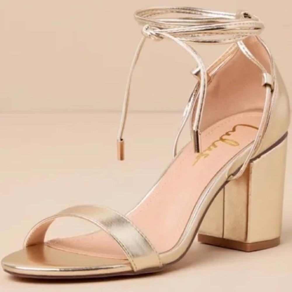 New

Kaira Gold Lace-Up Heels - Size 10